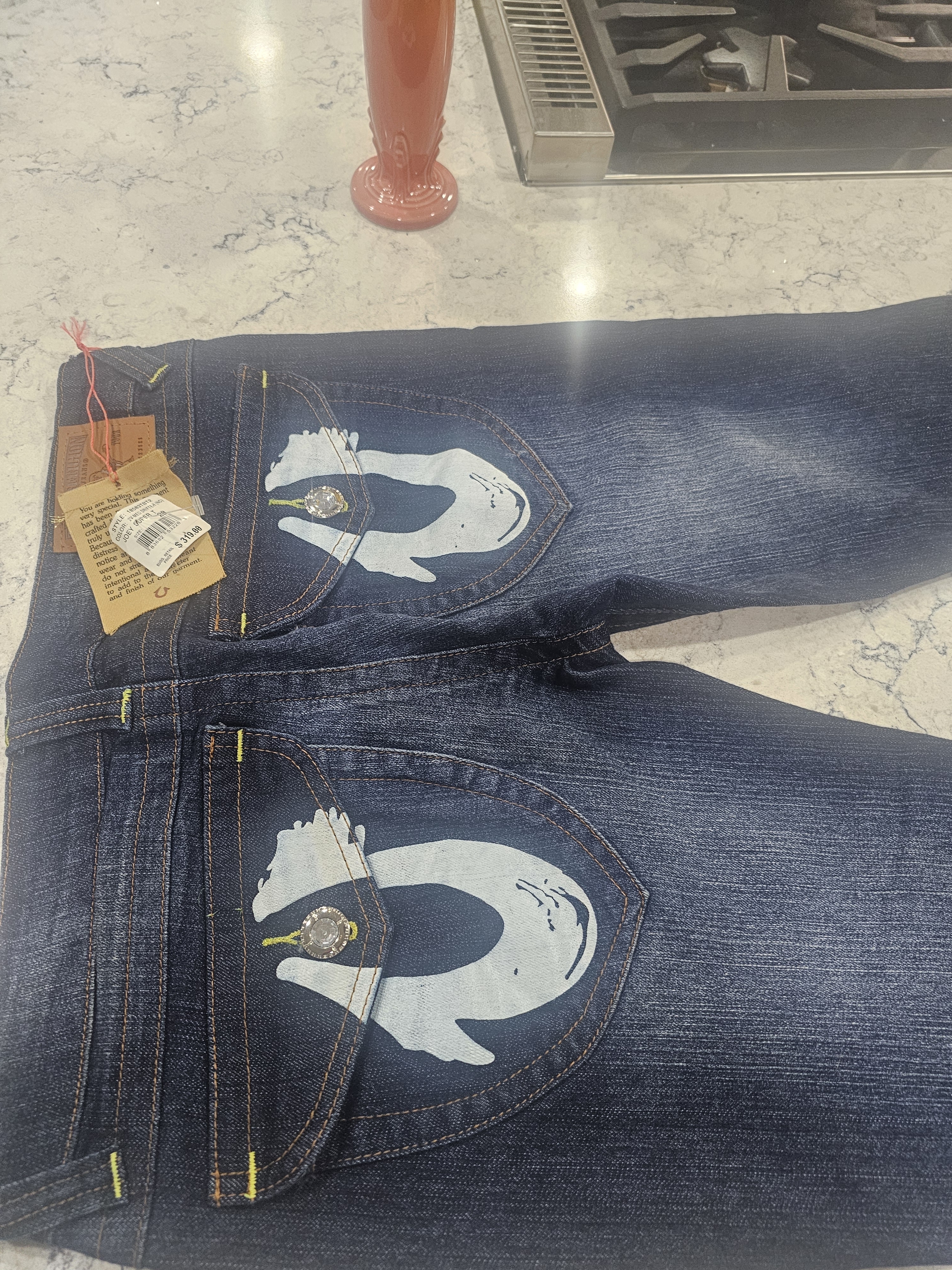 Women's Dark Blue Graphic Back-Pocket Jeans